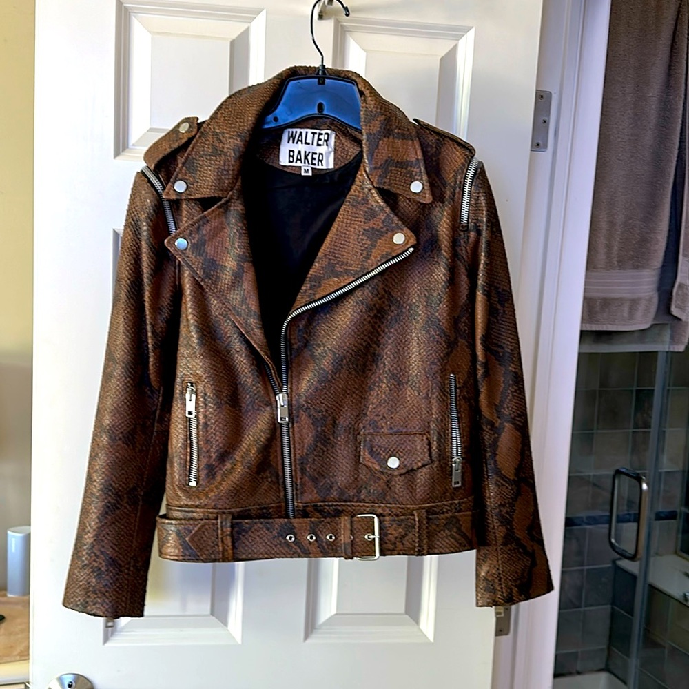 WALTER BAKER Snake Print Leather Jacket size M